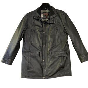 Danier Mens M Black Leather Jacket Thinsulate Insulation & Quilted Plaid medium